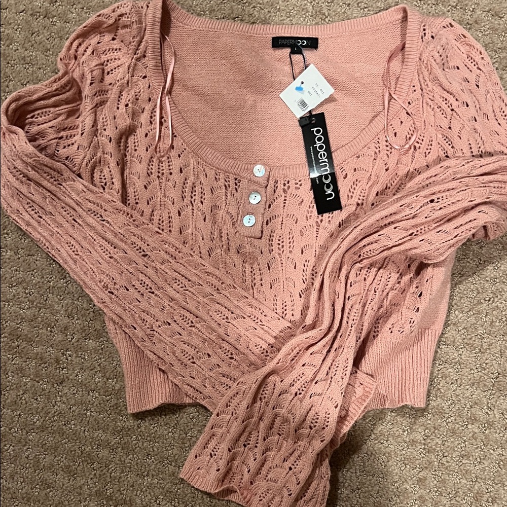 Papermoon Pink Lace Knit Sweater